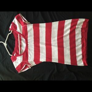 Pink and White Striped T-Shirt